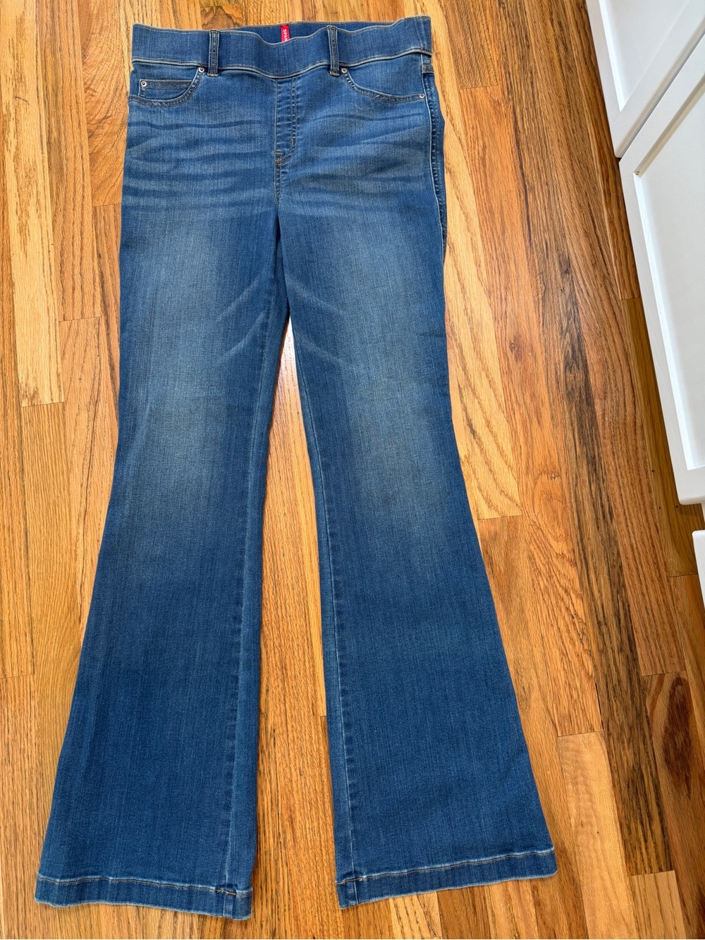 SPANX Flare Jeans Dark Wash Pull-On Shaping Denim Flare Leg Size L